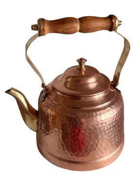 Vintage Hammered Copper Tea Kettle Pot W Lid Made by Odi Retro Rustic Boho